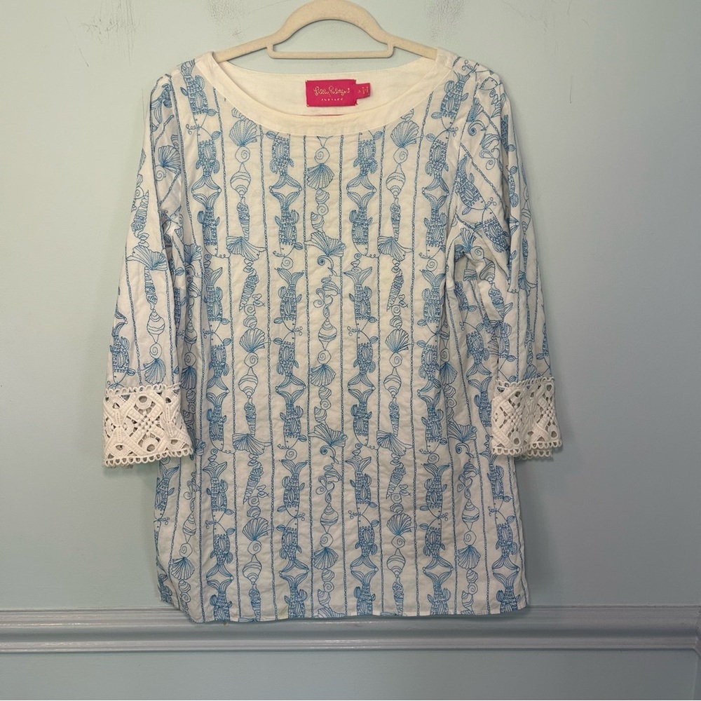 Lilly Pulitzer Jubilee Catch a Kiss by Marcia Cross Tunic Top Size Medium